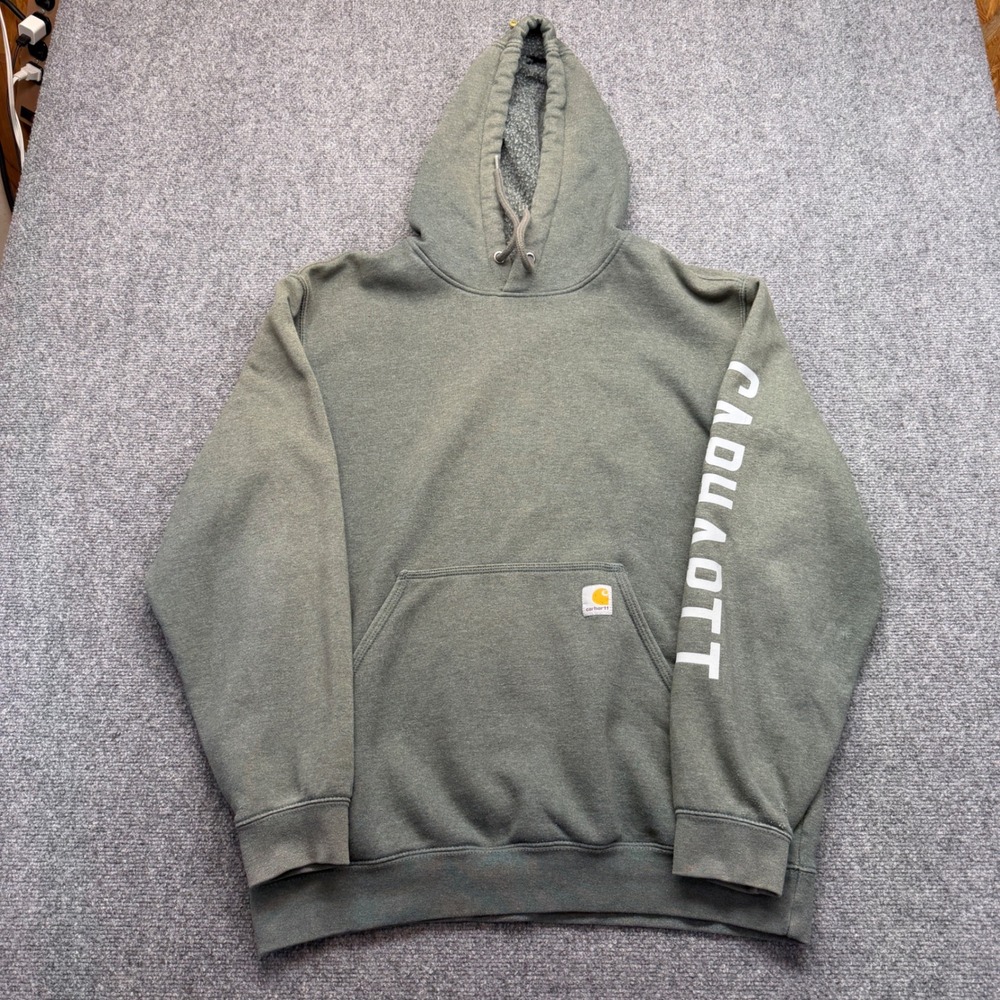 Carhartt Mens Loose Fit Graphic Sleeve Logo Hoodie Olive Green Large